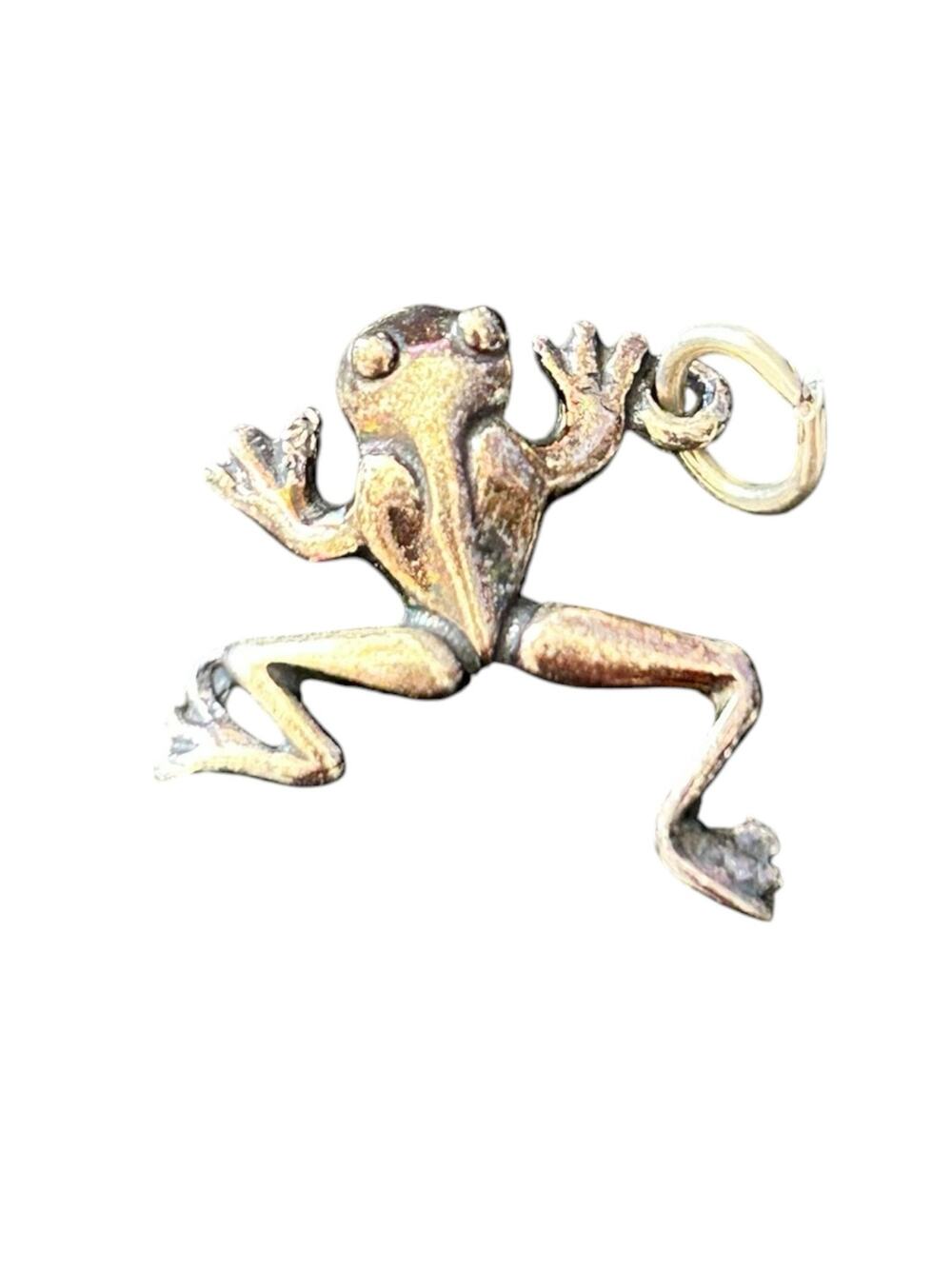 Vintage 90s Sterling Silver Tree Frog Charm – Textured Detail Pendant